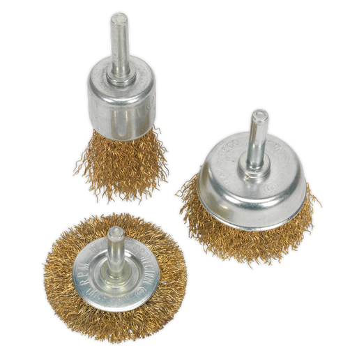 Sealey - BWBS03 Wire Brush Set 3pc Brassed Consumables Sealey - Sparks Warehouse