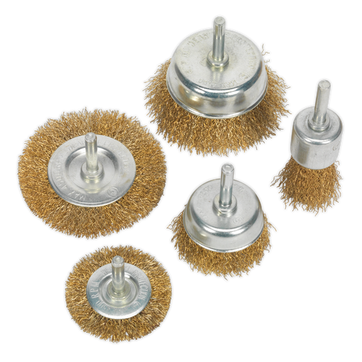 Sealey - BWBS05 Wire Brush Set 5pc Brassed Consumables Sealey - Sparks Warehouse