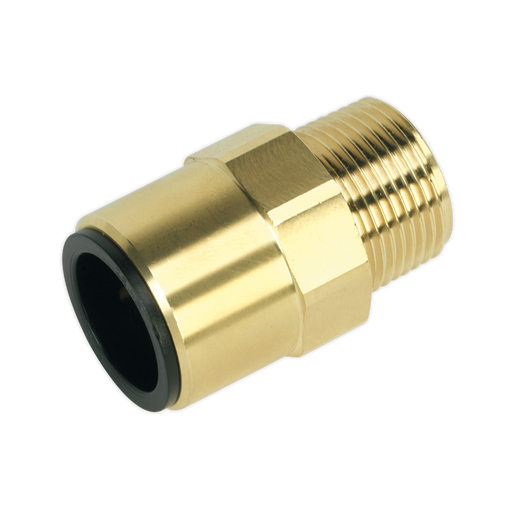 Sealey - CAS22BSA Straight Adaptor 22mm x 3/4"BSPT Brass (John Guest Speedfit® - MM012206N) Compressors Sealey - Sparks Warehouse