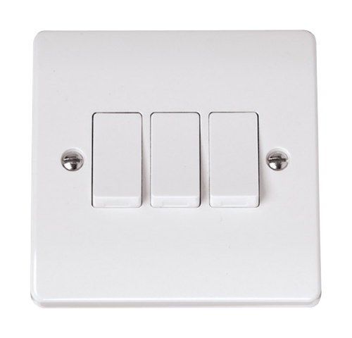 Scolmore CCA013 - 10AX 3 Gang 2 Way Plate Switch Essentials Scolmore - Sparks Warehouse