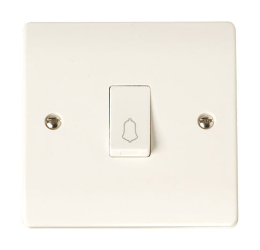 Scolmore Click CCA027 1 Gang 2 Way Retractive Bell Switch - White Plastic Curva Scolmore - Sparks Warehouse