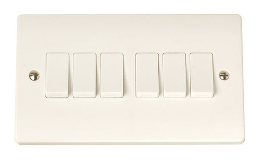 Scolmore Click CCA105 6 Gang 2 Way Plate Switch - White Plastic Curva Scolmore - Sparks Warehouse