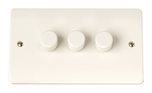 Scolmore Click CCA143 3 Gang 2 Way Dimmer Switch 250w - White Plastic Curva Scolmore - Sparks Warehouse