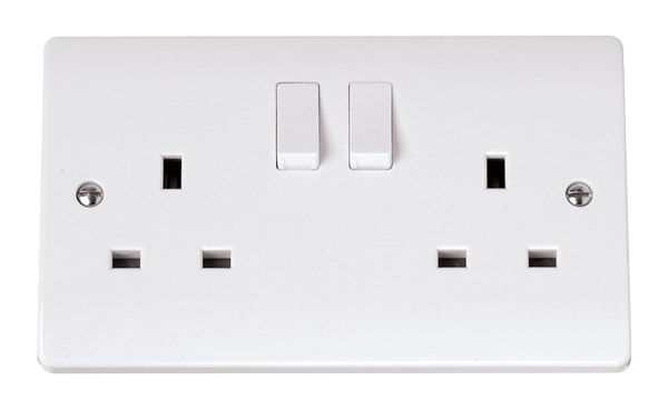 Scolmore Click CCA606 13A 2 Gang Switched Socket - White Plastic Curva Scolmore - Sparks Warehouse