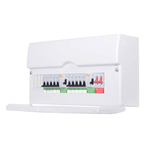 BG Circuit Protection CFDP18613 Metal Consumer Unit 13 Way, 19 Module w/ 100A Sw, 63A+80A RCD, 10 MCBs - BG - Sparks Warehouse