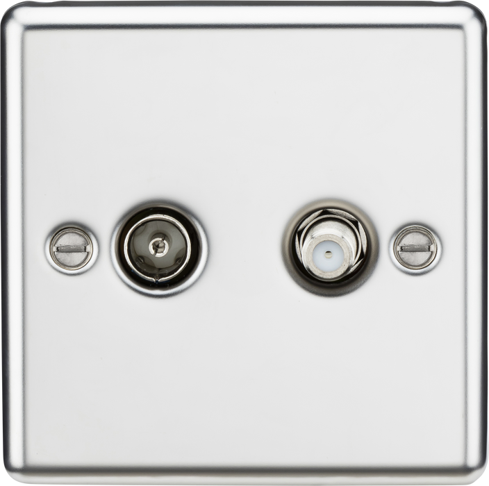 Knightsbridge CL014PC TV & SAT TV Outlet (isolated) - Rounded Edge Polished Chrome TV Outlets Knightsbridge - Sparks Warehouse