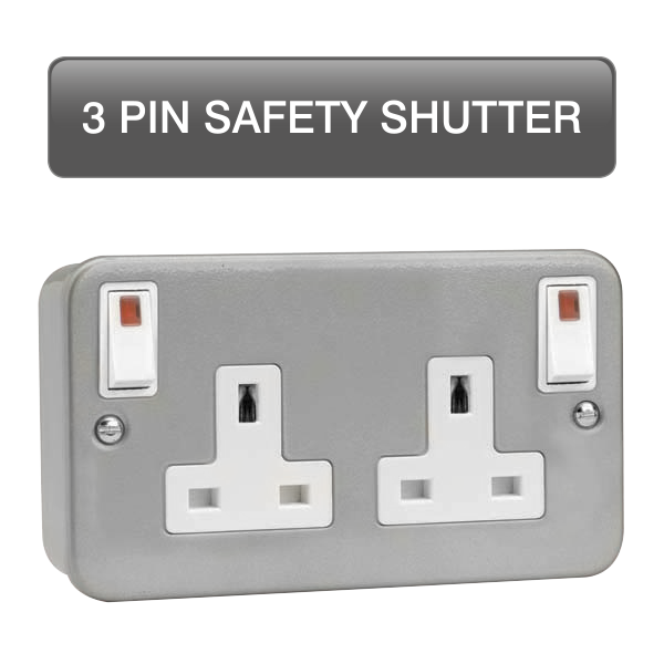 Scolmore CL1840B Essentials Metal Clad 250v 2g 13a Dp O/b Sw Skt W/neon  Scolmore - Sparks Warehouse