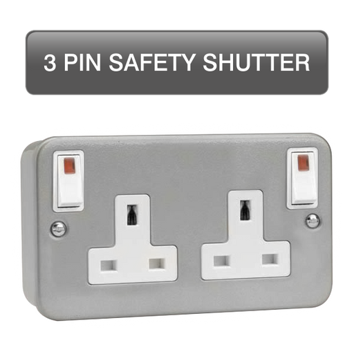 Scolmore CL1840 Essentials Metal Clad 250v 2g 13a Dp O/b Sw Skt W/neon Te  Scolmore - Sparks Warehouse