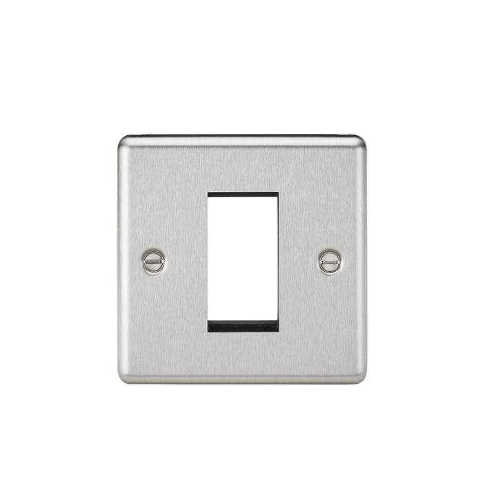 Knightsbridge CL1GBC 1G Modular Faceplate - Rounded Edge Brushed Chrome Modules Knightsbridge - Sparks Warehouse