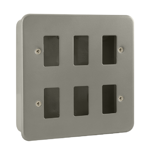 Scolmore CL20506B - 6 Gang GridPro® Frontplate with Back Box (No Knockouts) GridPro Scolmore - Sparks Warehouse
