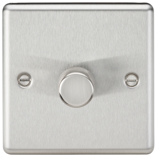 Knightsbridge CL2181BC 1G 2 Way 40-200W Dimmer - Rounded Edge Brushed Chrome Dimmer Switch Knightsbridge - Sparks Warehouse