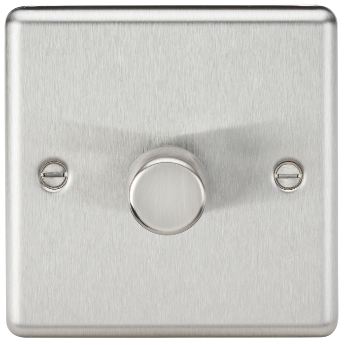 Knightsbridge CL2181BC 1G 2 Way 40-200W Dimmer - Rounded Edge Brushed Chrome Dimmer Switch Knightsbridge - Sparks Warehouse