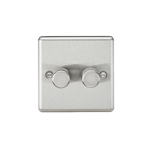 Knightsbridge CL2182BC 2G 2 Way 40-400W Dimmer - Rounded Edge Brushed Chrome Dimmer Switch Knightsbridge - Sparks Warehouse