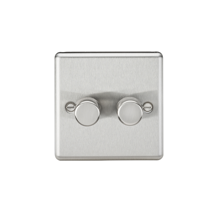 Knightsbridge CL2182BC 2G 2 Way 40-400W Dimmer - Rounded Edge Brushed Chrome Dimmer Switch Knightsbridge - Sparks Warehouse