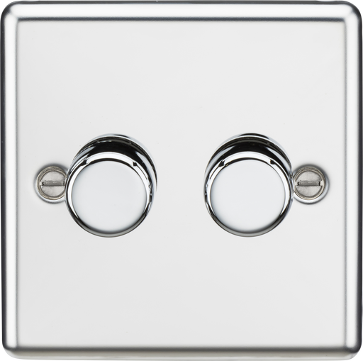 Knightsbridge CL2182PC 2G 2 Way 40-400W Dimmer - Rounded Edge Polished Chrome Dimmer Switch Knightsbridge - Sparks Warehouse