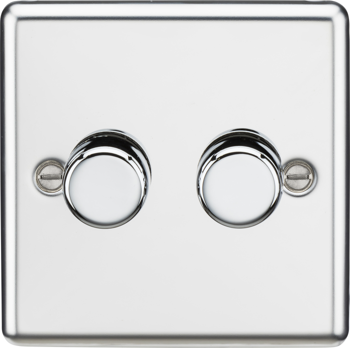 Knightsbridge CL2182PC 2G 2 Way 40-400W Dimmer - Rounded Edge Polished Chrome Dimmer Switch Knightsbridge - Sparks Warehouse