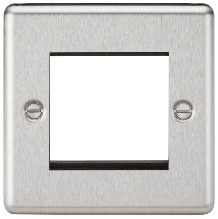 Knightsbridge CL2GBC 2G Modular Faceplate - Rounded Edge Brushed Chrome Modules Knightsbridge - Sparks Warehouse