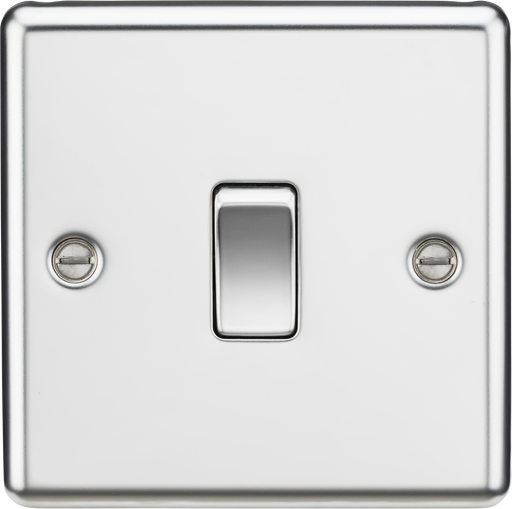 Knightsbridge CL2PC 1G 2 way Light Switch - Rounded Edge Polished Chrome light switch Knightsbridge - Sparks Warehouse