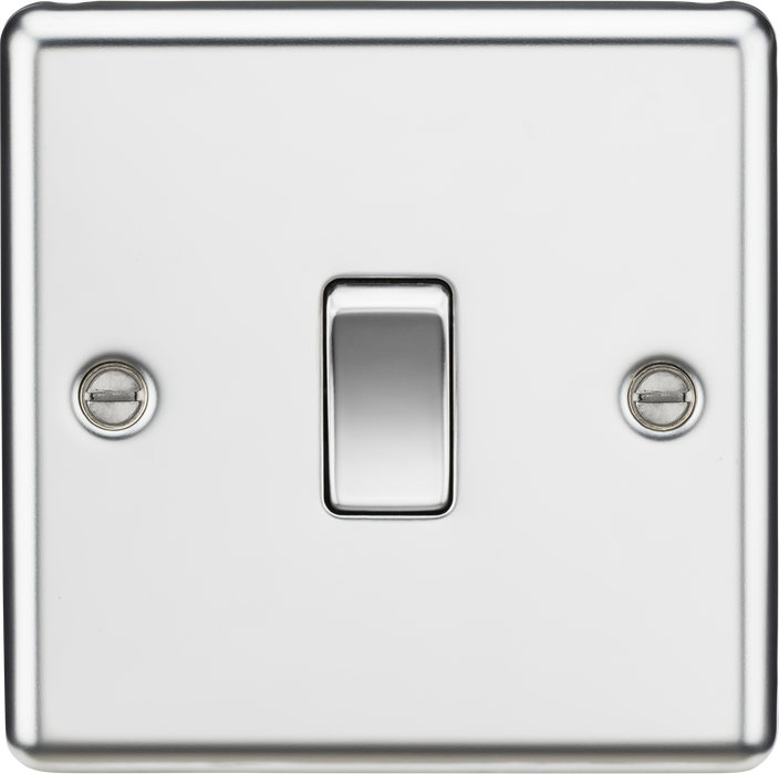 Knightsbridge CL2PC 1G 2 way Light Switch - Rounded Edge Polished Chrome light switch Knightsbridge - Sparks Warehouse
