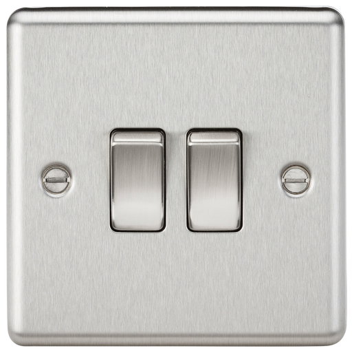 Knightsbridge CL3BC 2 Gang 2 way Light Switch - Rounded Edge Brushed Chrome light switch Knightsbridge - Sparks Warehouse
