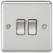 Knightsbridge CL3BC 2 Gang 2 way Light Switch - Rounded Edge Brushed Chrome light switch Knightsbridge - Sparks Warehouse