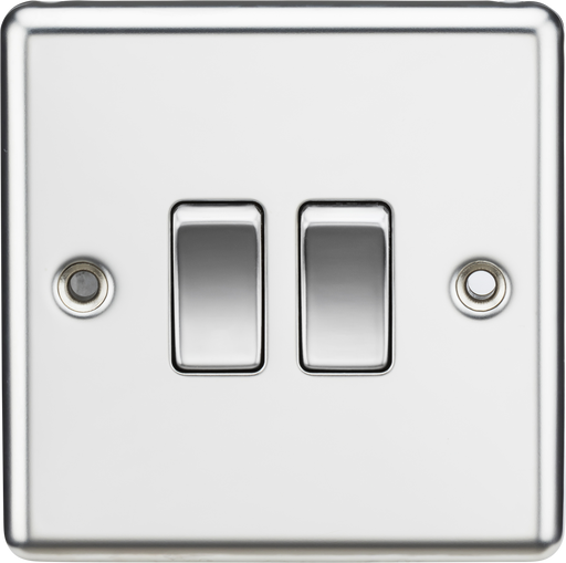 Knightsbridge CL3PC 2 Gang 2 way Light Switch - Rounded Edge Polished Chrome light switch Knightsbridge - Sparks Warehouse