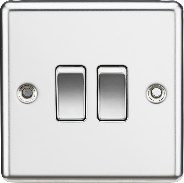 Knightsbridge CL3PC 2 Gang 2 way Light Switch - Rounded Edge Polished Chrome light switch Knightsbridge - Sparks Warehouse