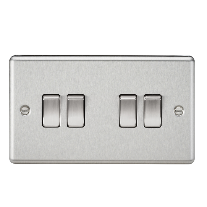 Knightsbridge CL41BC 10A 4G 2 Way Plate Switch - Rounded Edge Brushed Chrome light switch Knightsbridge - Sparks Warehouse