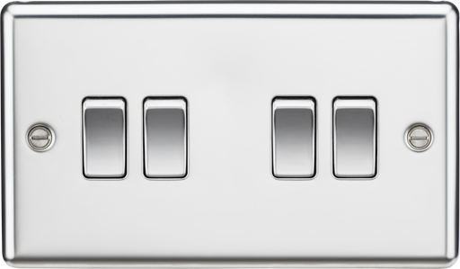 Knightsbridge CL41PC 10A 4G 2 Way Plate Switch - Rounded Edge Polished Chrome light switch Knightsbridge - Sparks Warehouse