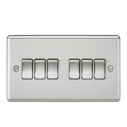 Knightsbridge CL42BC 10A 6G 2 Way Plate Switch - Rounded Edge Brushed Chrome light switch Knightsbridge - Sparks Warehouse