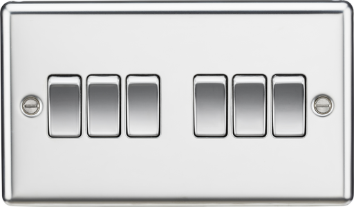 Knightsbridge CL42PC 10A 6G 2 Way Plate Switch - Rounded Edge Polished Chrome light switch Knightsbridge - Sparks Warehouse