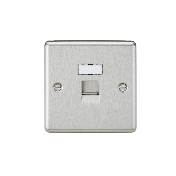 Knightsbridge CL45BC RJ45 Network Outlet - Rounded Edge Brushed Chrome light switch Knightsbridge - Sparks Warehouse