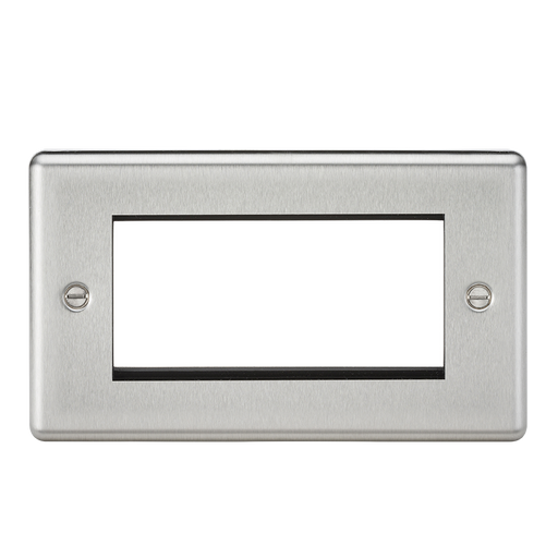 Knightsbridge CL4GBC 4G Modular Faceplate - Rounded Edge Brushed Chrome Modules Knightsbridge - Sparks Warehouse