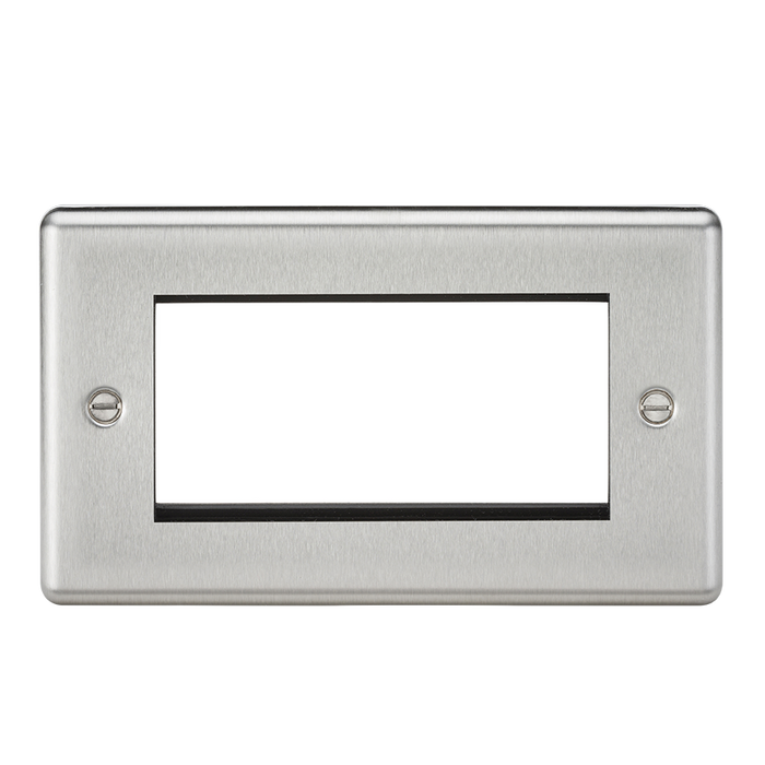Knightsbridge CL4GBC 4G Modular Faceplate - Rounded Edge Brushed Chrome Modules Knightsbridge - Sparks Warehouse