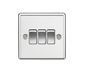 Knightsbridge CL4PC 3 Gang 2 way Light Switch - Rounded Edge Polished Chrome light switch Knightsbridge - Sparks Warehouse