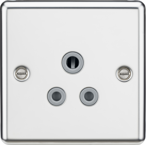 Knightsbridge CL5APCG 5A Unswitched Socket - Rounded Edge Polished Chrome Grey Insert Round Pin Socket Knightsbridge - Sparks Warehouse