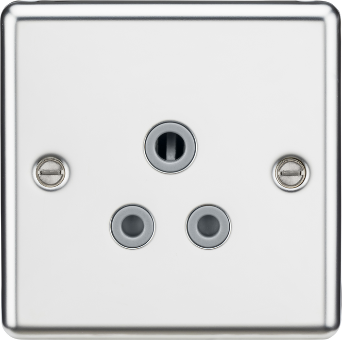 Knightsbridge CL5APCG 5A Unswitched Socket - Rounded Edge Polished Chrome Grey Insert Round Pin Socket Knightsbridge - Sparks Warehouse