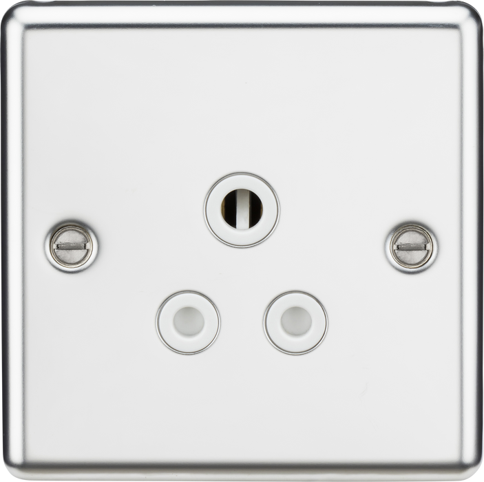 Knightsbridge CL5APCW 5A Unswitched Socket - Rounded Edge Polished Chrome White Insert Round Pin Socket Knightsbridge - Sparks Warehouse