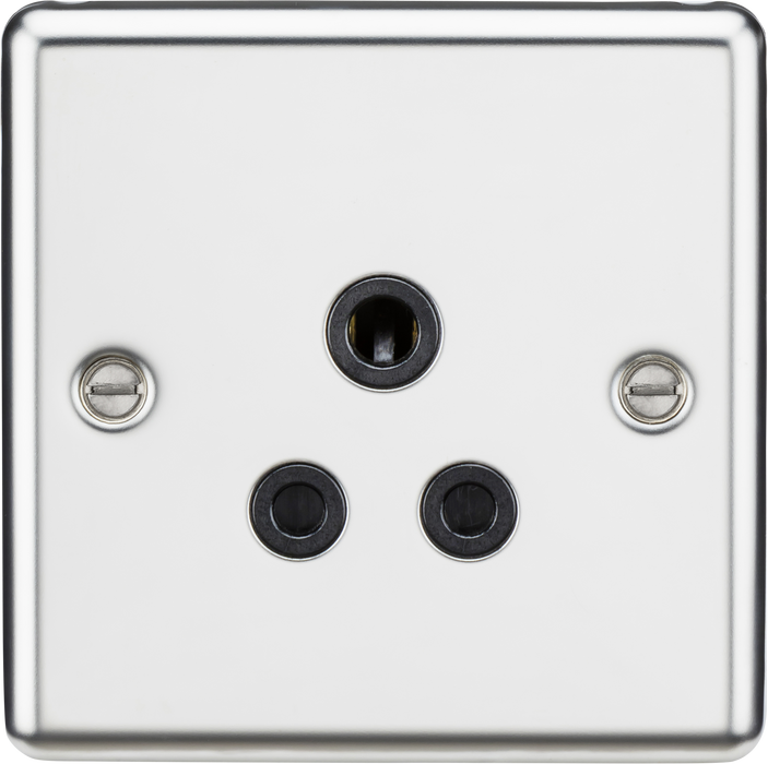 Knightsbridge CL5APC 5A Unswitched Socket - Rounded Edge Polished Chrome - Black Insert Round Pin Socket Knightsbridge - Sparks Warehouse