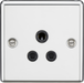 Knightsbridge CL5APC 5A Unswitched Socket - Rounded Edge Polished Chrome - Black Insert Round Pin Socket Knightsbridge - Sparks Warehouse
