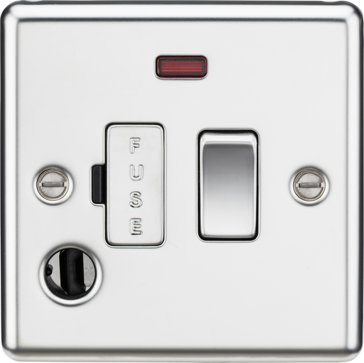 Knightsbridge CL63FPC 13A Switched Fused Spur Unit with Neon & Flex Outlet - Rounded Edge Polished Chrome Fuse Unit Knightsbridge - Sparks Warehouse