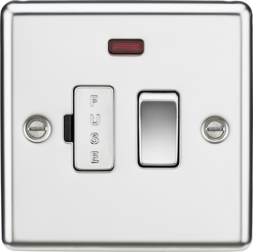 Knightsbridge CL63NPC 13A Switched Fused Spur Unit With Neon - Rounded Edge Polished Chrome Fuse Unit Knightsbridge - Sparks Warehouse