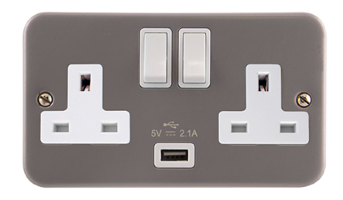 Scolmore CL770 - 13A 2G Switched Socket With 2.1A USB Outlet (Twin Earth) Essentials Scolmore - Sparks Warehouse