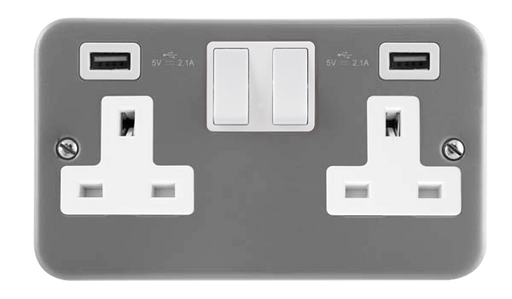 Scolmore CL780 Essentials Metal Clad 2g Skt Usb 4.2a Cl  Scolmore - Sparks Warehouse