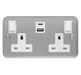 Scolmore CL786 Metal Clad  2g 13a Type A & C Usb Skt 4.2a Cl  Scolmore - Sparks Warehouse