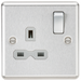 Knightsbridge CL7BCG 13A 1G DP Switched Socket with Grey Insert - Rounded Edge Brushed Chrome Double Pole Socket Knightsbridge - Sparks Warehouse