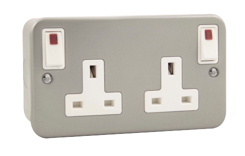 Scolmore CL840 - 13A 2G Switched Socket With Outboard Neon Rockers Essentials Scolmore - Sparks Warehouse