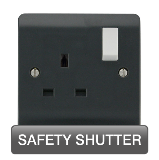 Scolmore CMA1035AG Mode Part M Sockets - 13a Uk Safety Shutter 250v 1g 13a Dp Sw Skt Ag  Scolmore - Sparks Warehouse