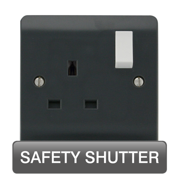 Scolmore CMA1035AG Mode Part M Sockets - 13a Uk Safety Shutter 250v 1g 13a Dp Sw Skt Ag  Scolmore - Sparks Warehouse