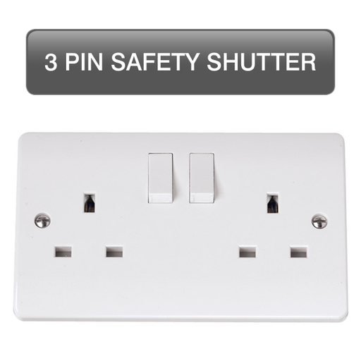 Scolmore CMA1037 Mode Sockets - 13a Uk Safety Shutter 250v 2g 13a Dp Ib Sw Skt Clean Earth  Scolmore - Sparks Warehouse